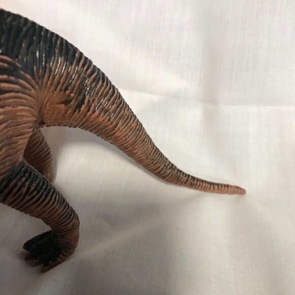 Vintage 1998 TRICERATOPS Toy Figure Dinosaur Black Brown Blue Eyes Squishy Vinyl - Picture 4 of 10